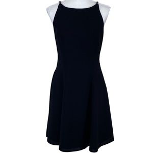 Vintage CDC Black Dress M Rhinestone Mesh Back Glam 90’s Classic Fit&Flare